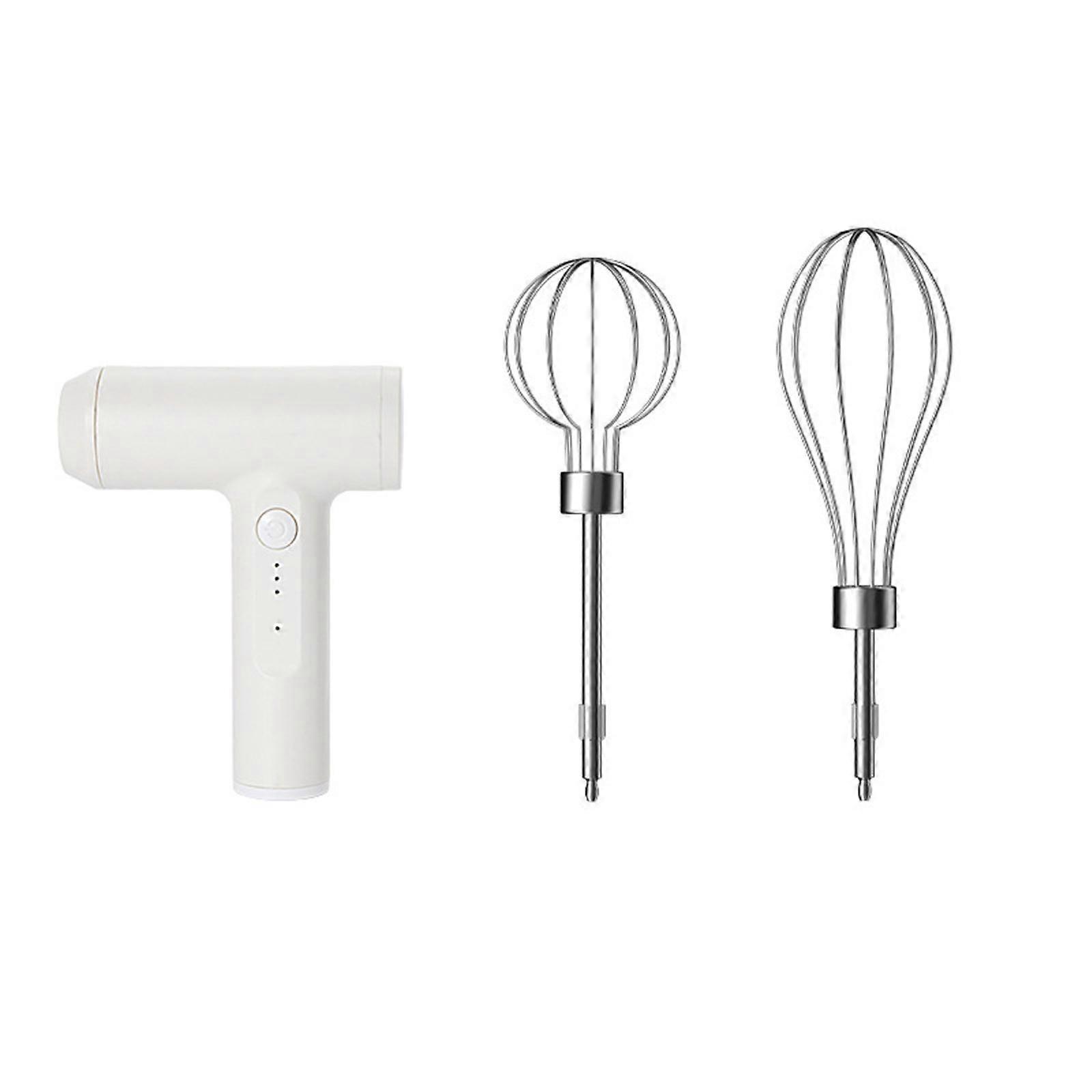 Handheld Drink Mixer 3 Speed Setting for Coffee Frothing and Eggs Whisking Rechargeable Electric Whisk for Home Use White