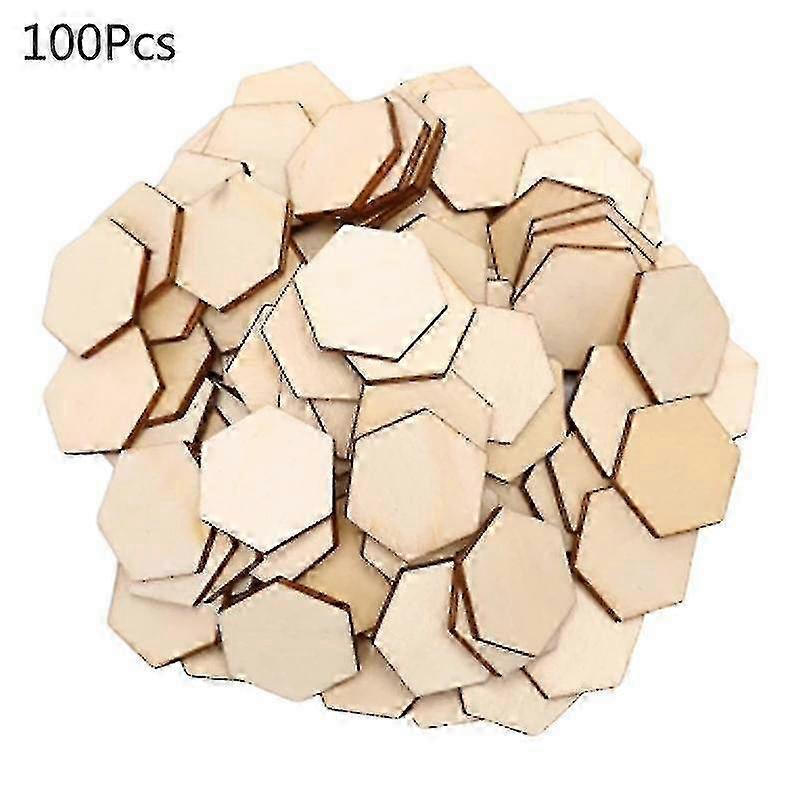 100Pcs Hexagon Wood Blanks for Laser Cutting, Unfinished Craft DIY Shapes