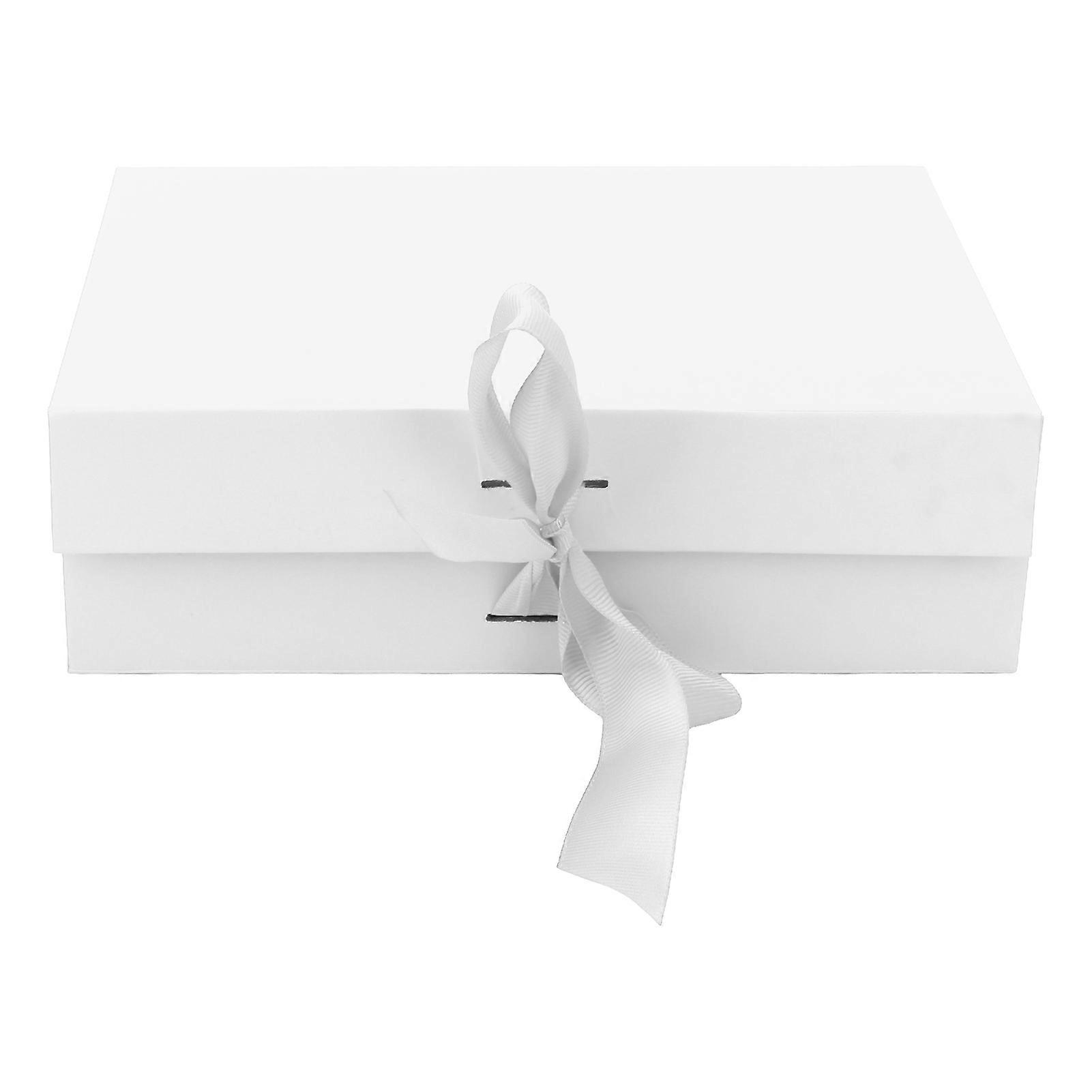 Gift Boxes Folding Pure Color Reusable Gift Wrap Boxes with Ribbon for Storing Jewelry Candies Candles Perfume White