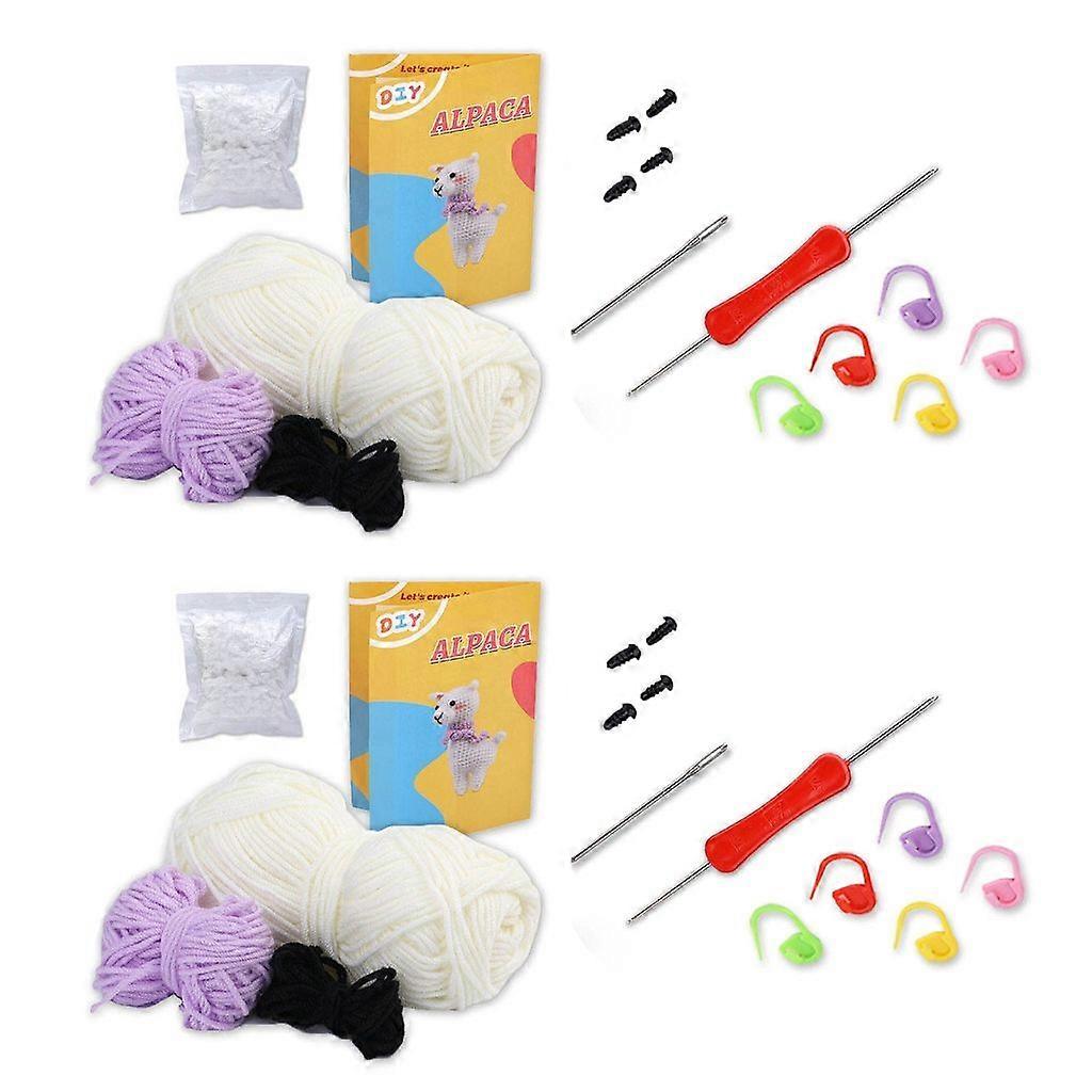2Sets Crochet Sheep Kits, Knitting Kits with Yarn, Crochet Hooks, Instructions