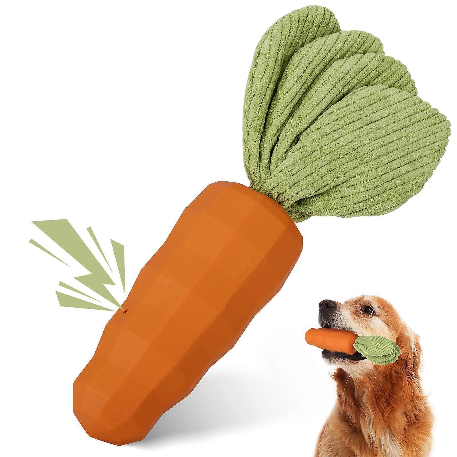 Carrot Dog Toys for Aggressive Chewers - Durable Rubber Chewing Toys for Medium to Large Breeds