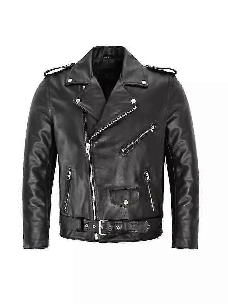 Ανδρικό Μαύρο Δερμάτινο Biker Jacket