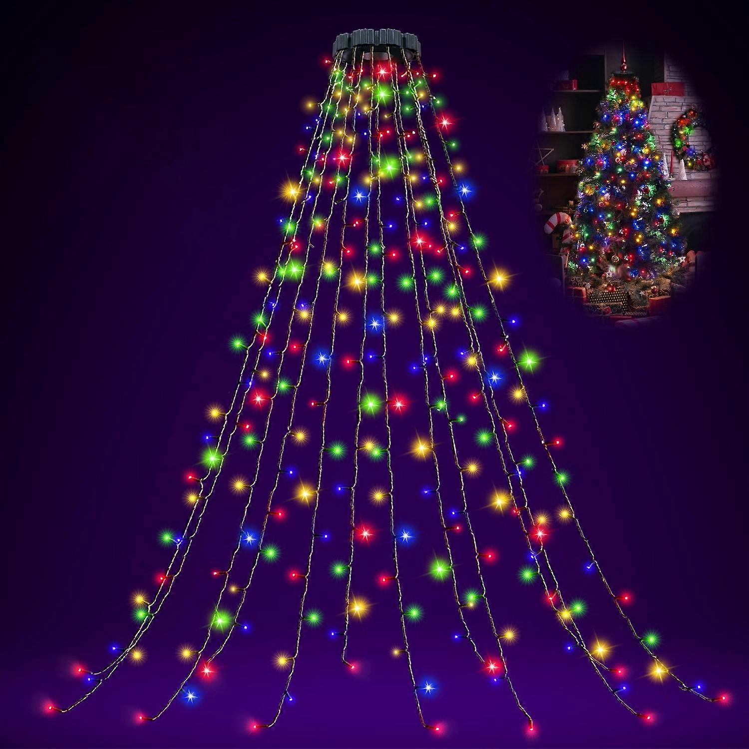 2m 280-Light Christmas Tree Decor Lamp Waterfall Hanging Christmas LED Light Strings,EU Plug