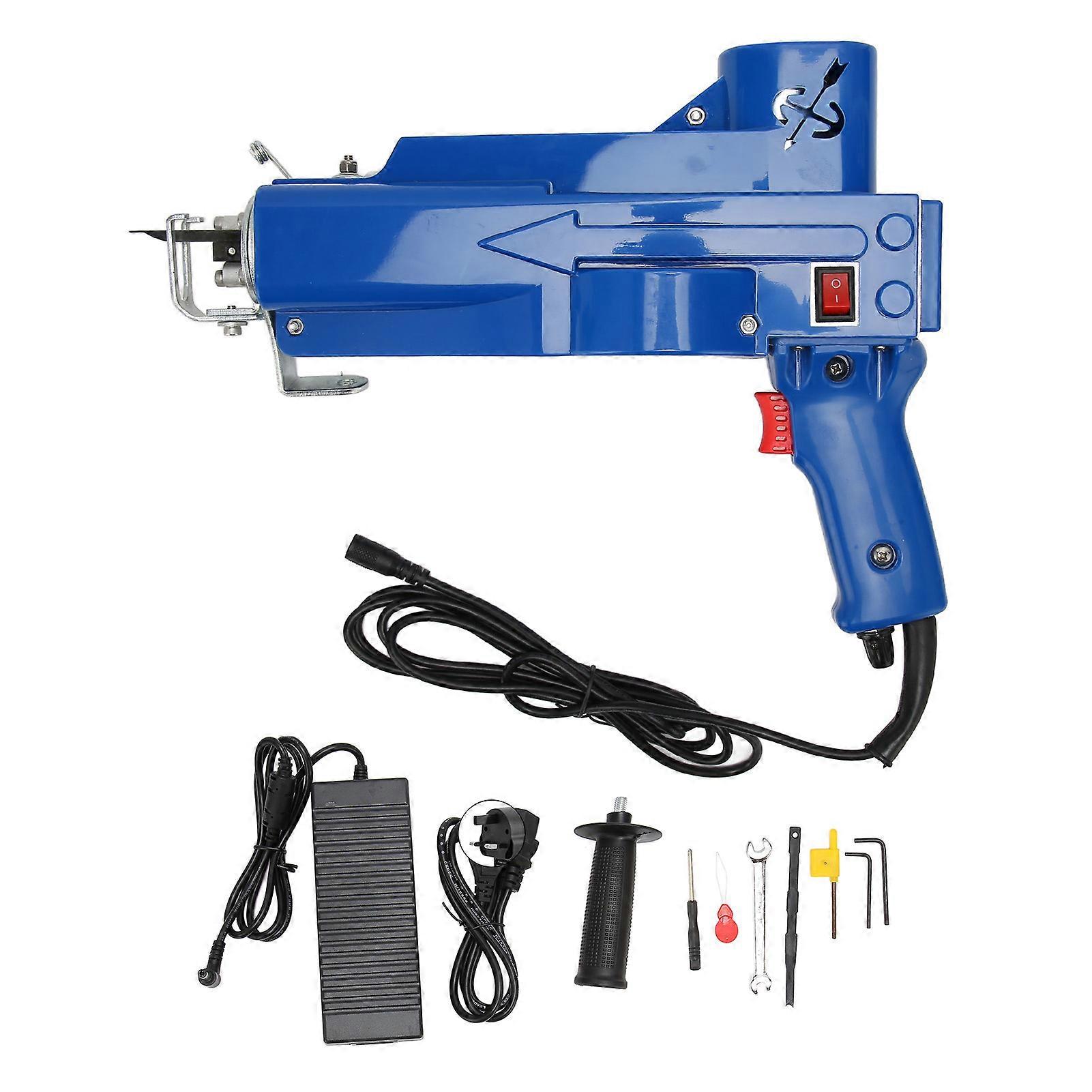 Tufting Tool Blue 5 to 40 Stitches Per Sec Adjustable Handle Carpet Weaving Machine for Rug Making 100‑240V UK Plug