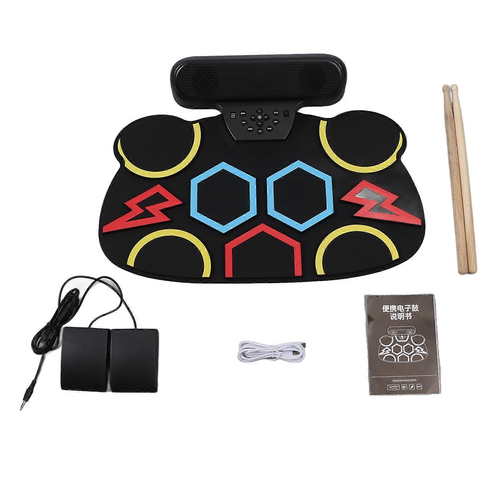 Electronic Drum Set 9 Practice Pads 2 Modes Rechargeable Roll Up Drum with Dual Speaker Roll Up Drum