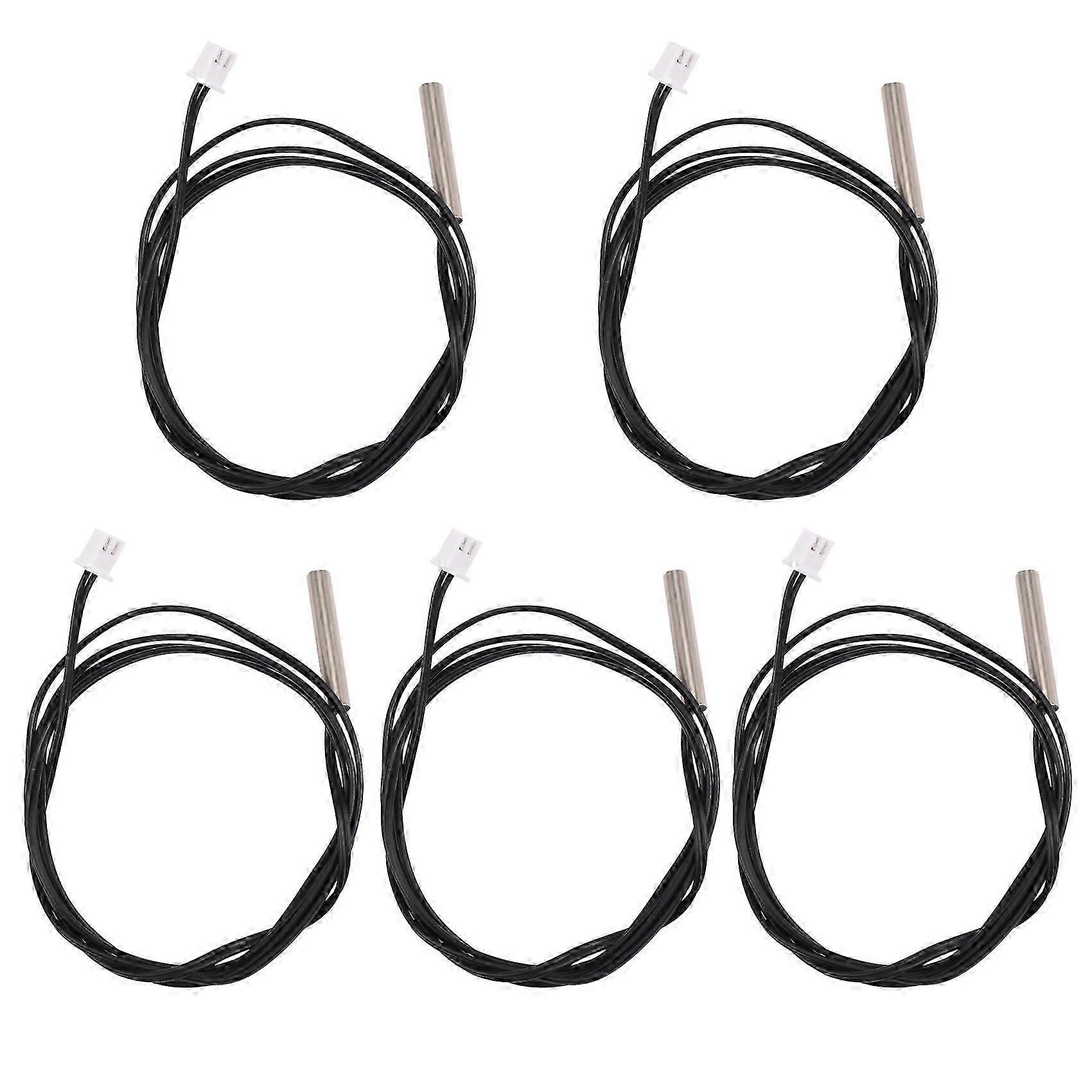 5pcs 1 Meter Waterproof Temperature Sensor Probe, Stainless Steel 10k 3950 NTC Thermistor Probe, Dig NN