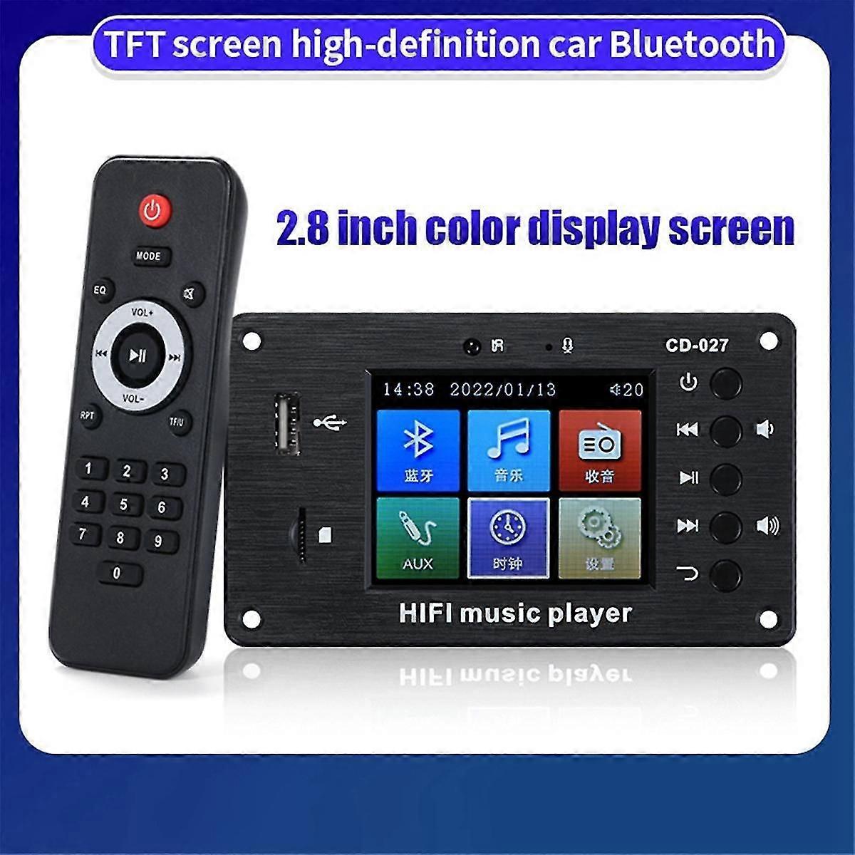 2.8-Inch Color Screen Bluetooth 5.1 Car Synchronization Lossless Decoding Board Time Alarm Clock Fm