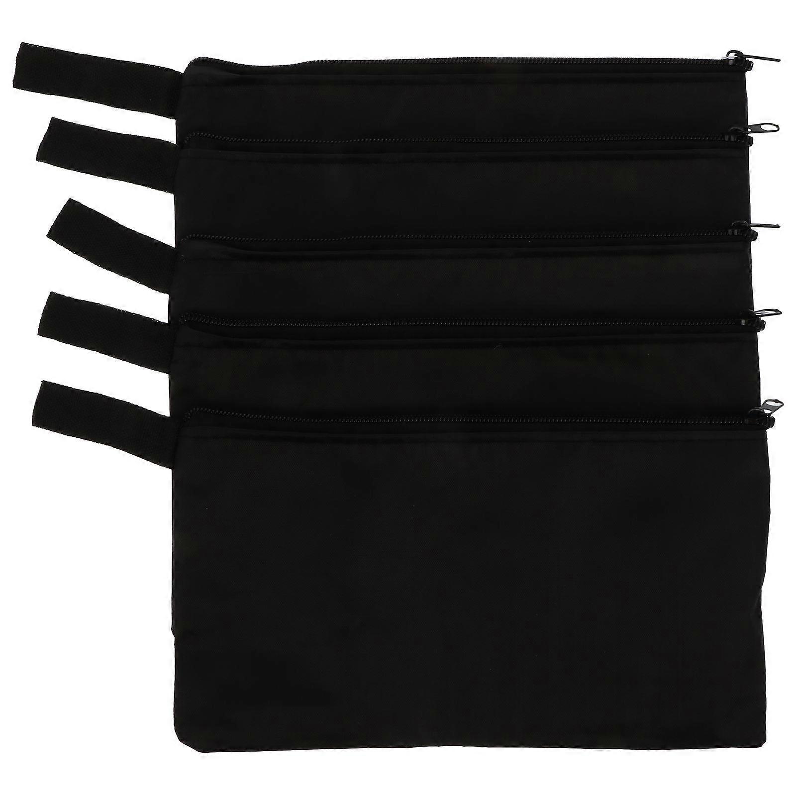 5pcs Zipper Bag Utility Bag Canvas Tool Pouch Bank Tool Organization Storage Bag Pouch, 9.4 X 5.3inch (Black)