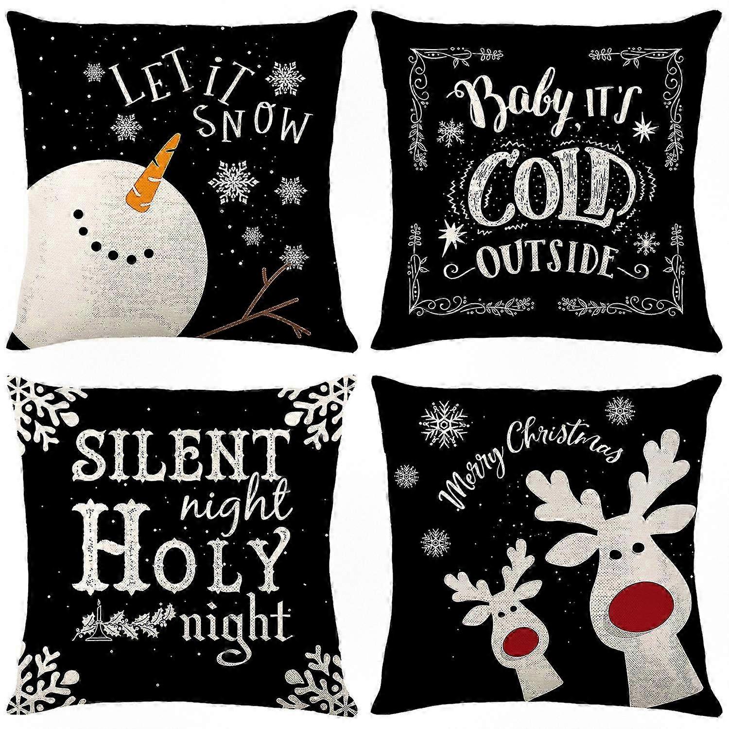 Set of 4 Christmas Pillow Covers, Size 45x45cm, Suitable for Various Home Decor Styles