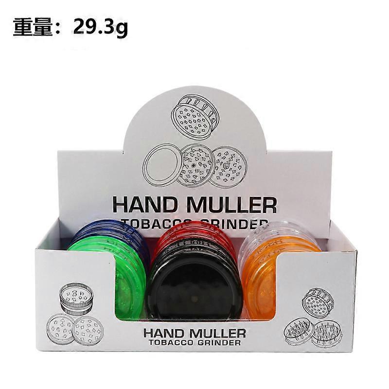 60mm 3-Layer Manual Acrylic Grinder Plastic Herb Crusher Mixed/Black Color Simple Design
