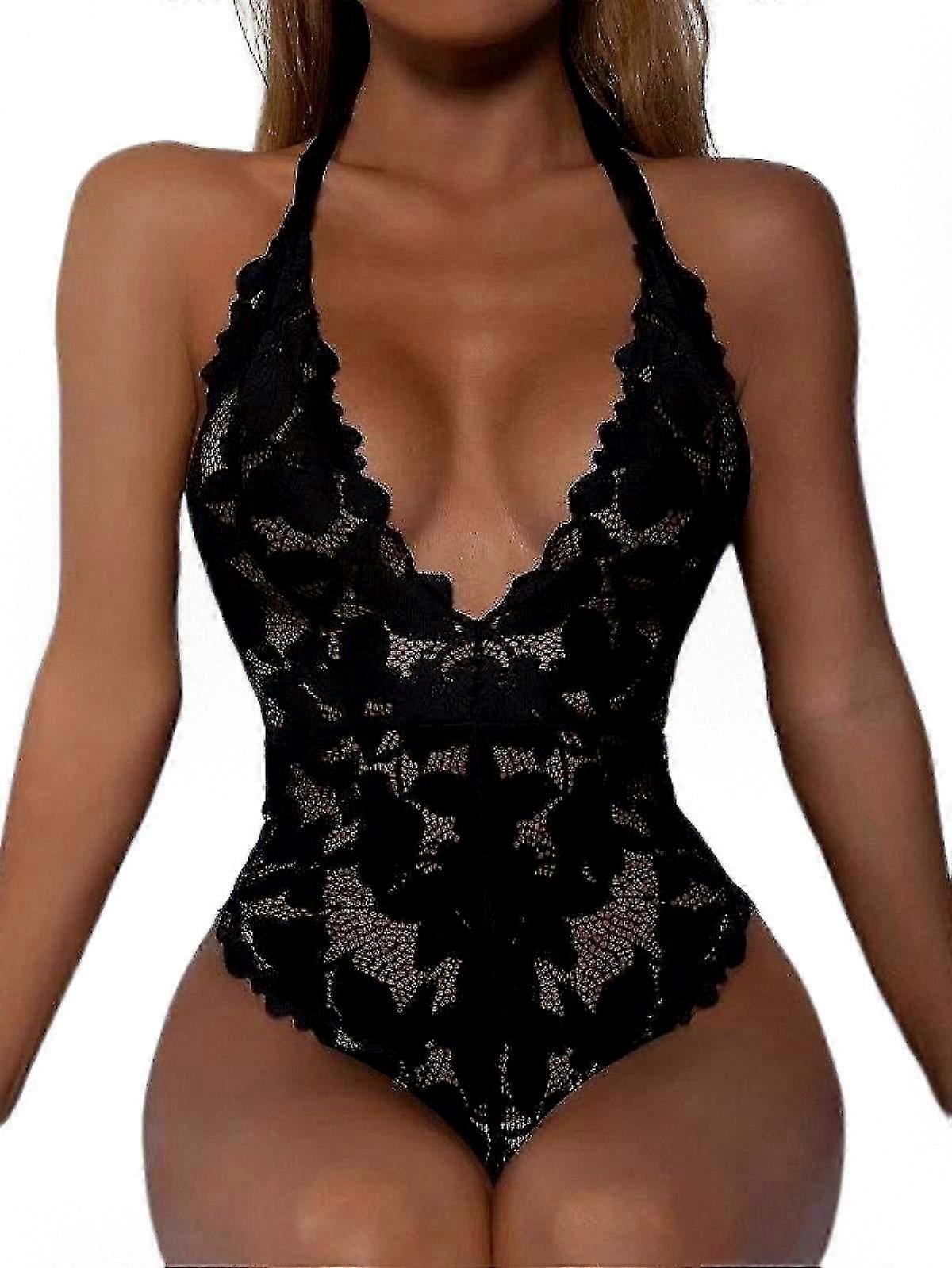Women's Sleeveless V-neck Strappy Backless Bodysuit Size XL Suitable for Various Brands B929-05