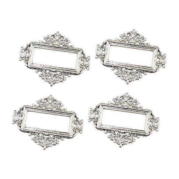 4X 4pcs Office File Drawer Tab Holder Anti-rust Card Frame On Bookcases Silver