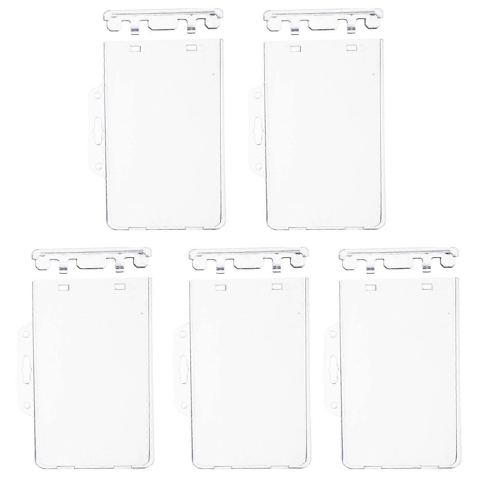5Pcs Name Badge Holder ID Card Sleeve Transparent Card Holder Horizontal Card Sleeve