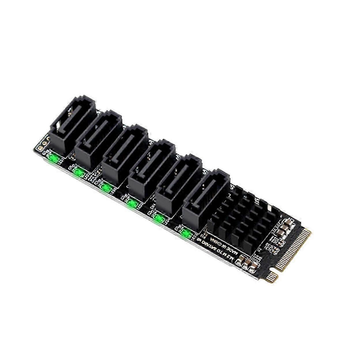 M.2 NVME to SATA 6-Port Expansion Card with ASM1166 Chip