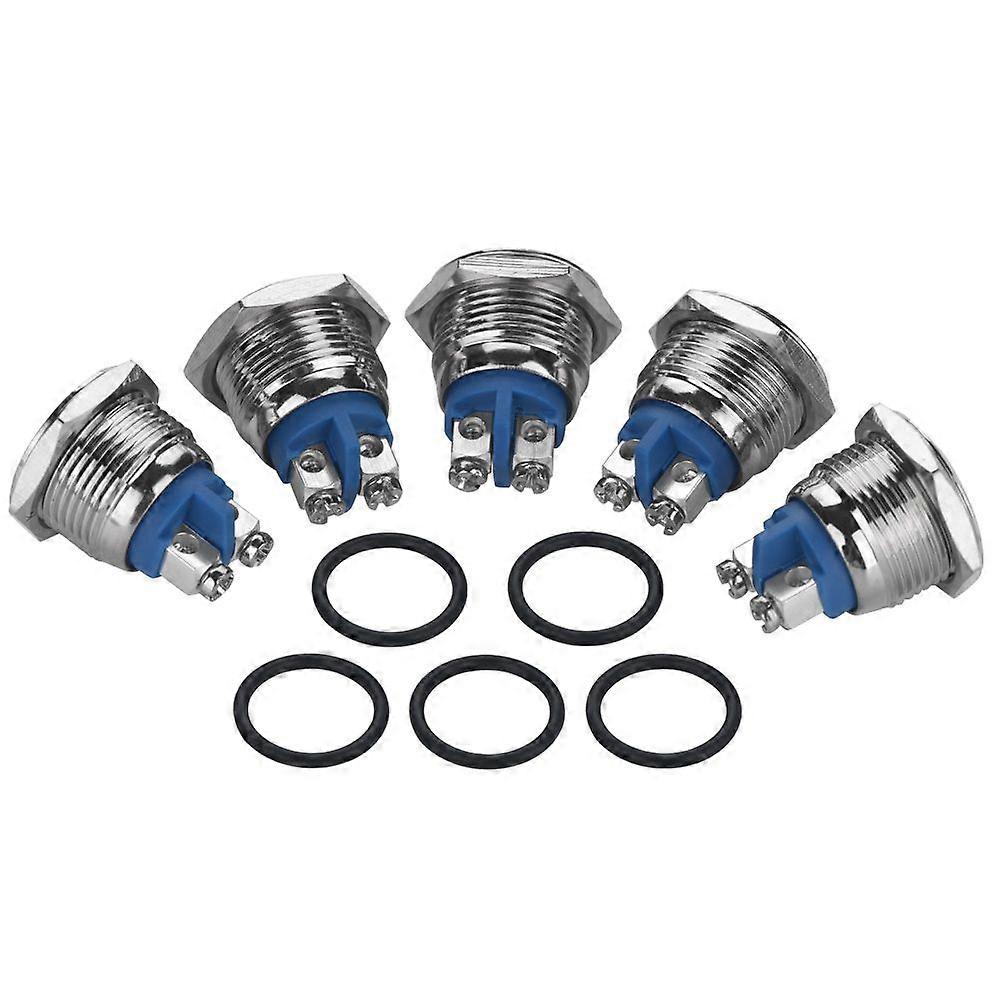 High quality  5pcs 16mm metal push button switch anti-leveling head self-reset