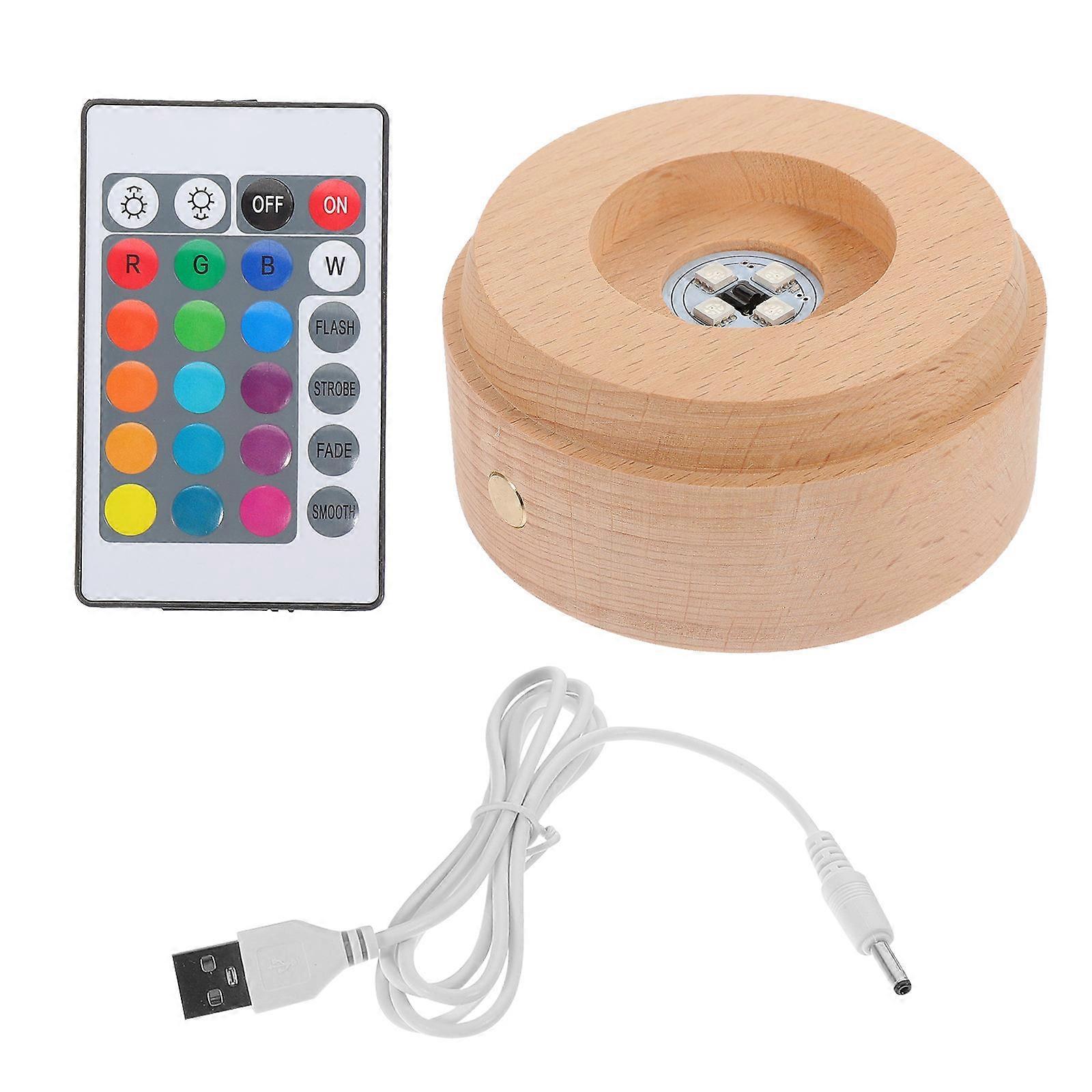 USB Beech Wood LED Base for Ball Display – Creative Lighted Glass Art Stand with Warm Illumination, Portable Holder for Home Decor & Gifts