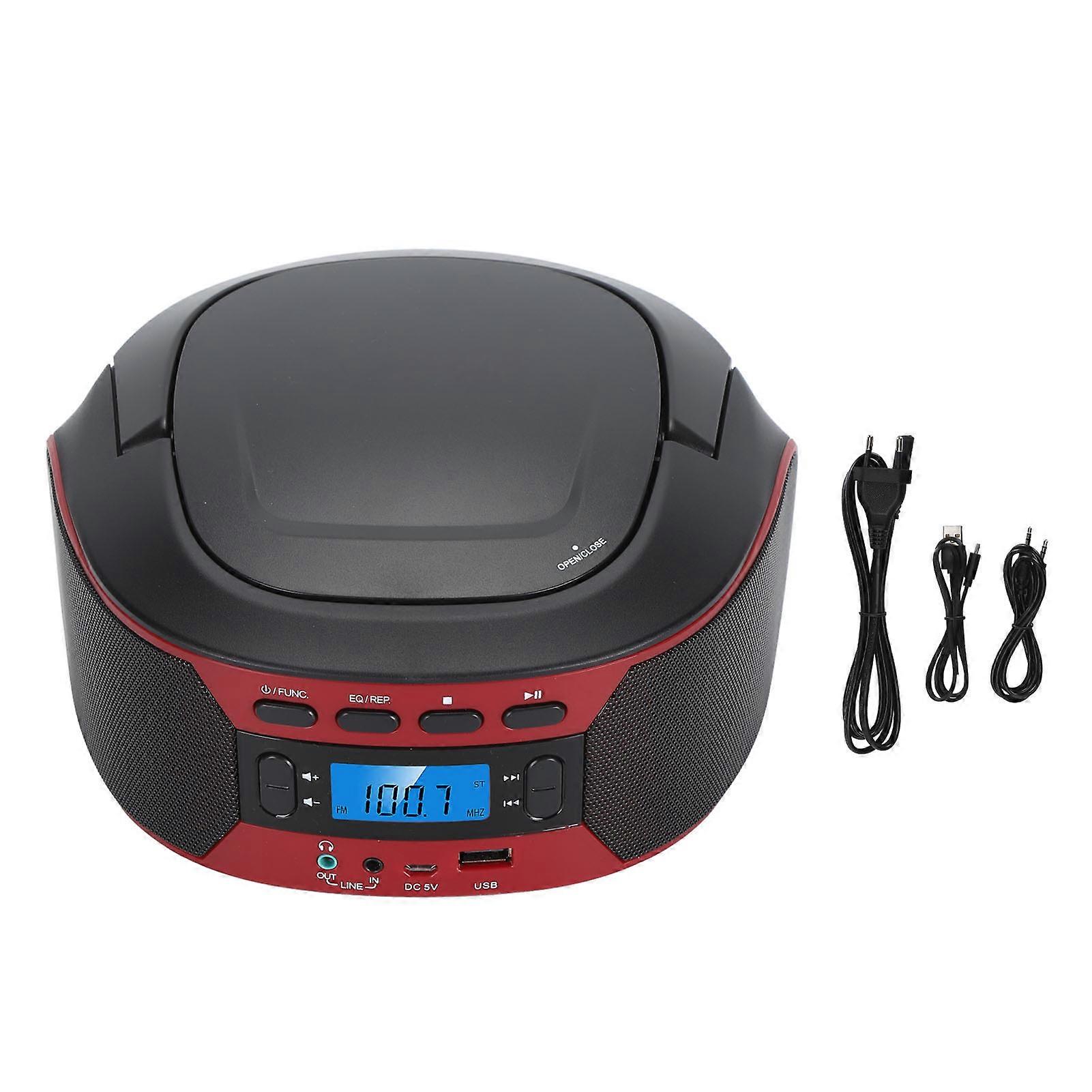 Portable Bluetooth CD Player with FM Radio, USB, Headphone Support, EQ Modes, EU Plug