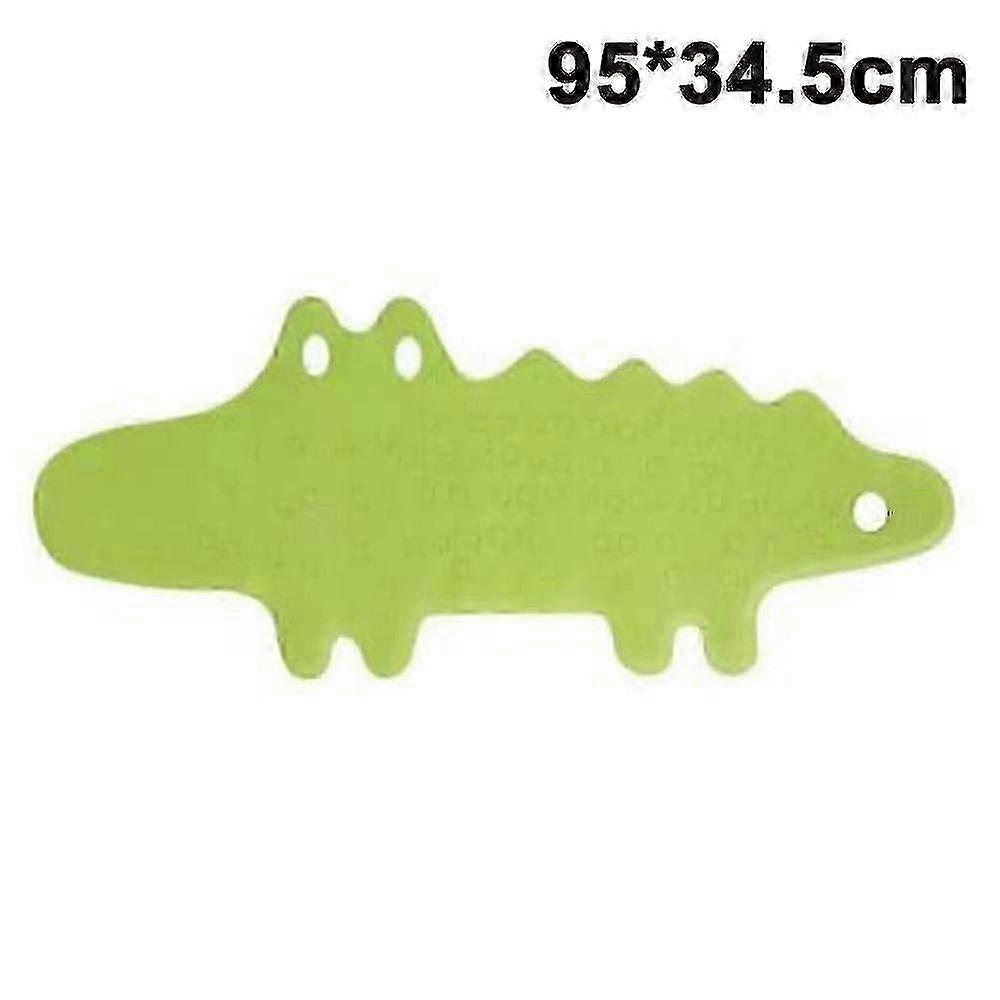 Non-Slip Kids Bath Mat, Soft Rubber Shower Mat with Crocodile Pattern, Machine Washable, 95x34.5cm