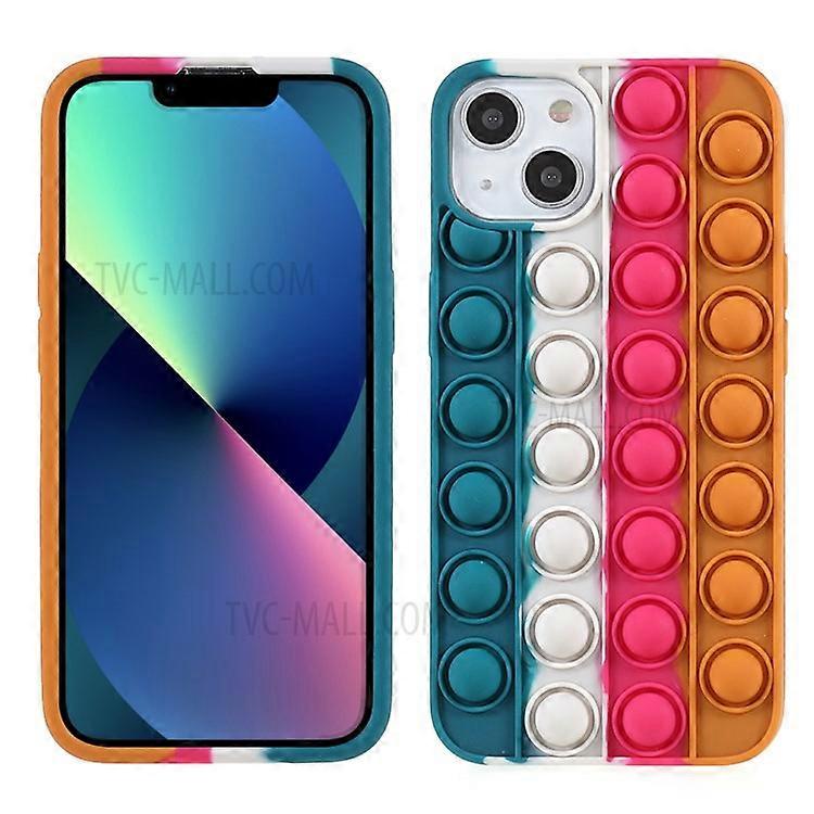 Fidget Toys Push It Bubble Relive Stress Silicone Shockproof Phone Case Compatible For iPhone 13 6.1 inch