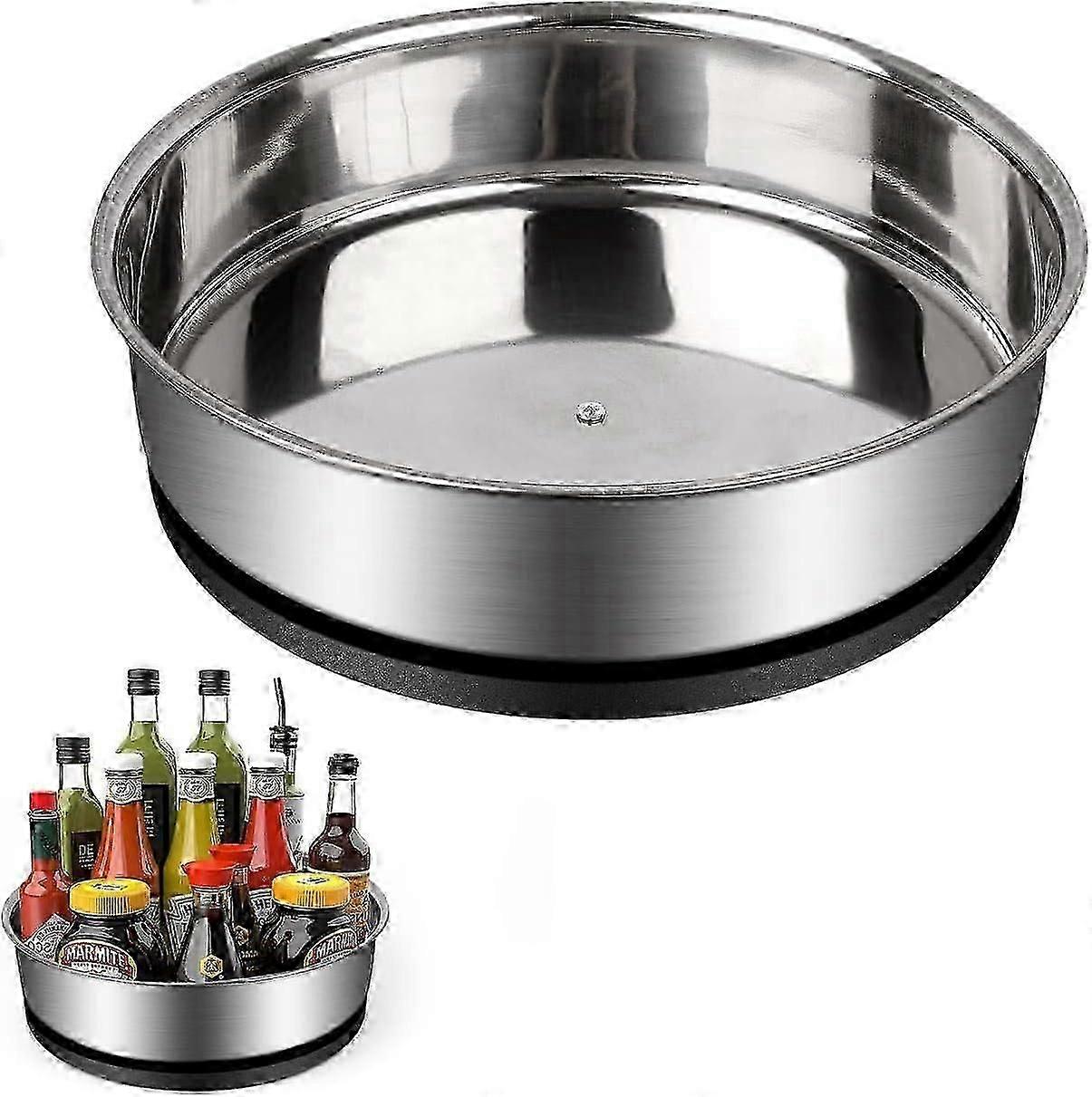 Spice tray, 19.5 cm diameter, stainless steel, 360 spice carousel rotatable,anti-fall and anti-rust