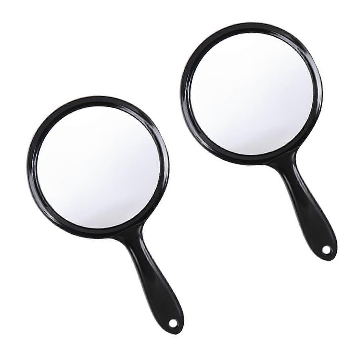2 x Handle Mirror Makeup Mirror for Girls Double-Sided ABS Cosmetic Mirror with Easy Grip Handle and Portable Design
