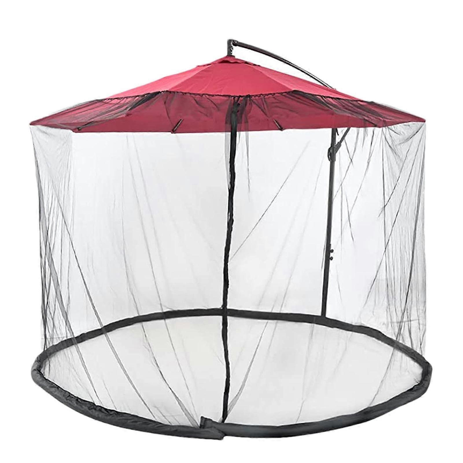 Outdoor Umbrella Net, Adjustable Polyester Insect Net for Round Parasols, Double Zip Door, UV Protection Accessories