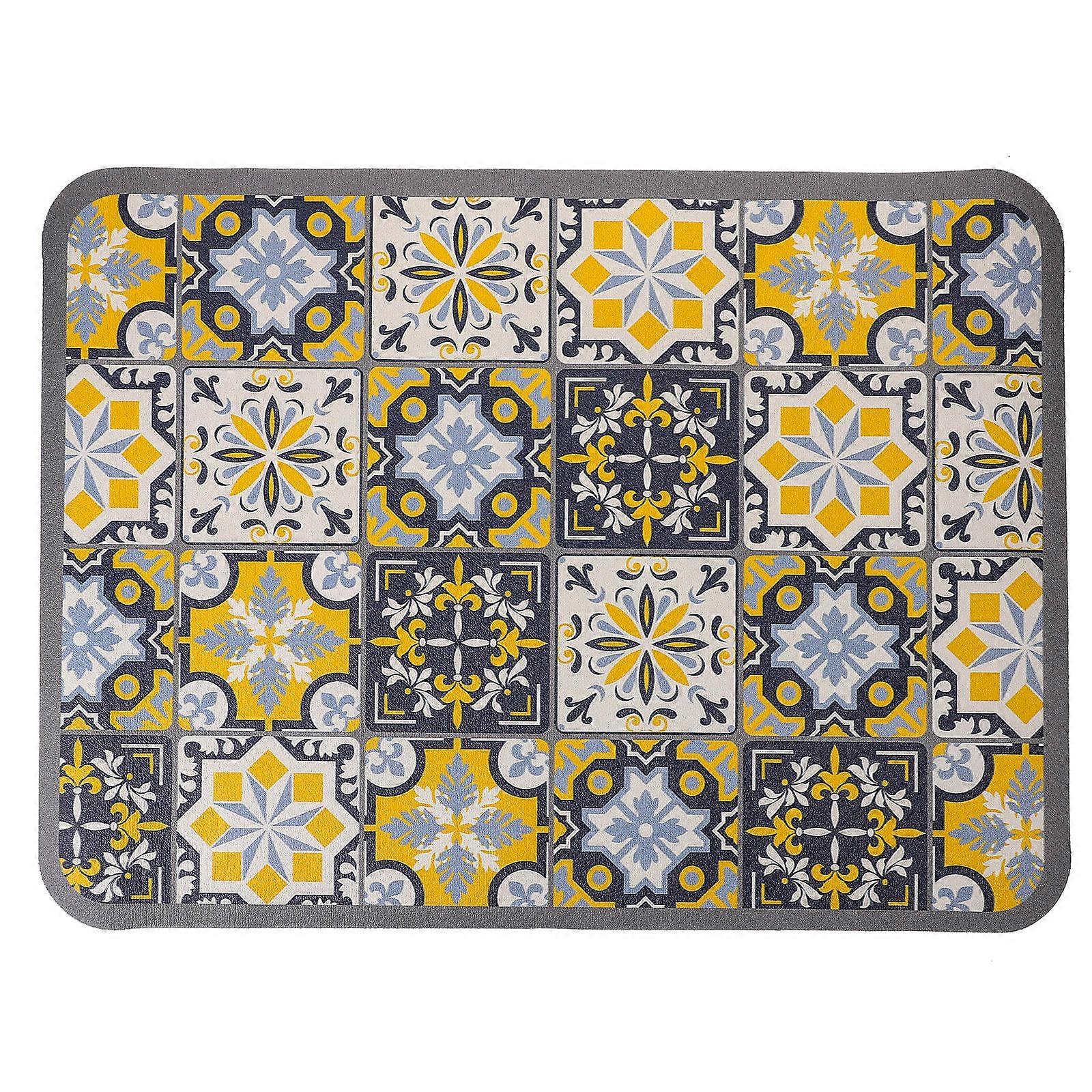Kitchen Drying Pad Rectangular Super Absorbent Drying Mat Polyester Drainage Kitchen Use Temperature Resistance 1Pcs