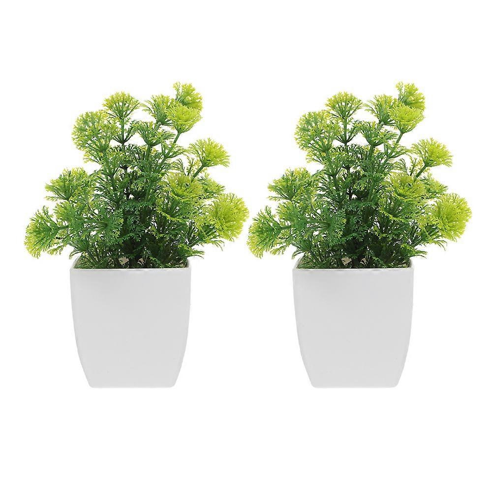 2pcs Indoor Faux Bonsai Plants in Pots – Realistic Artificial Greenery for Home, Office, and Bedroom Desktop Decoration – Fade Resistant & Low