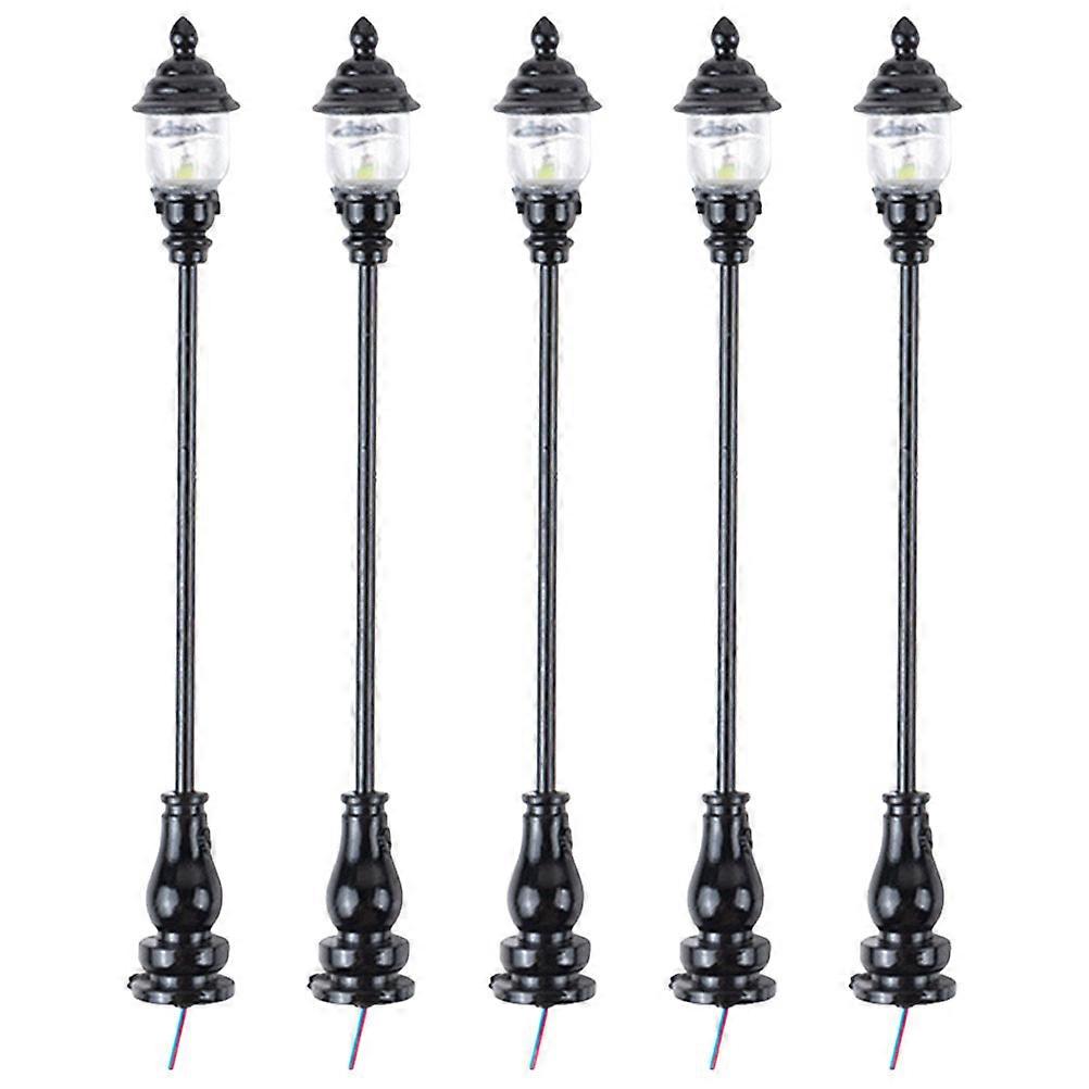 Mini Model Street Light Simulated Miniature Yard Lights Black 7.3X0.8CM Scene Decoration 5Set