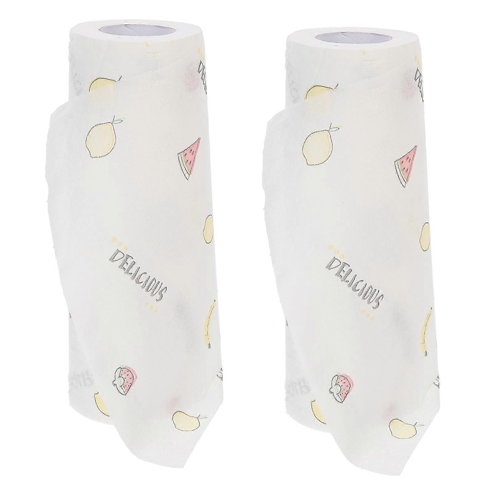 Reusable Towels Cleaning Cartoon Washable Disposable Lazy Rag Reusable Cleaning Cloths Multi Colored For Kitchen Cleaning 2 Rolls