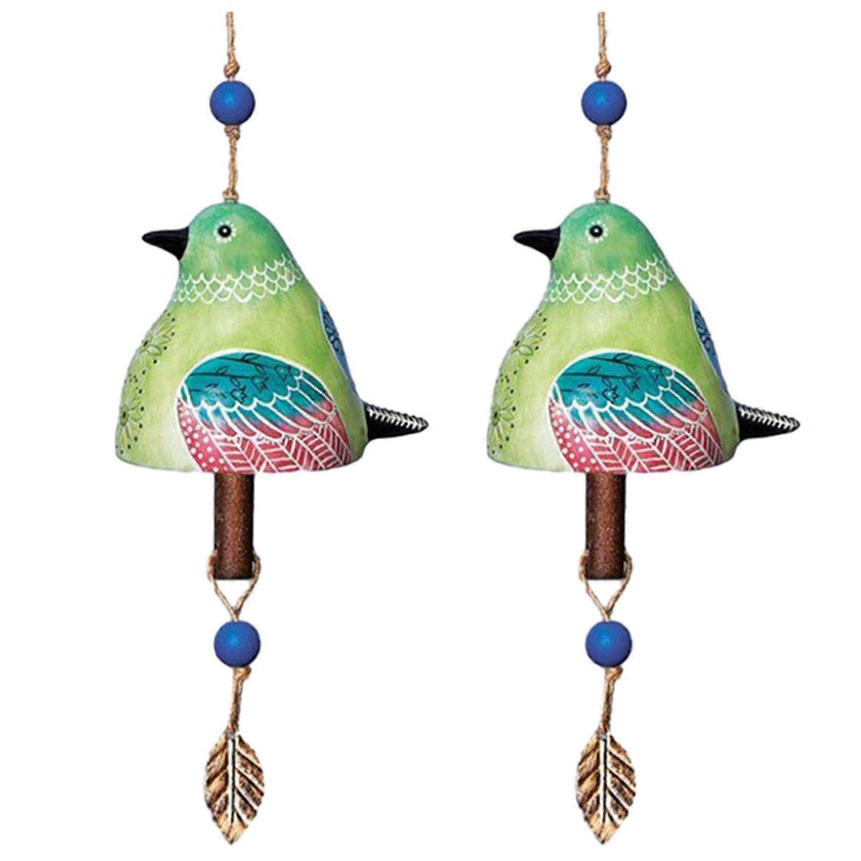 2X Bird Song Bell Garden Decoration,Hanging Rustic Wind Chime, Pendant Metal Tube Bell Door Bell Pen