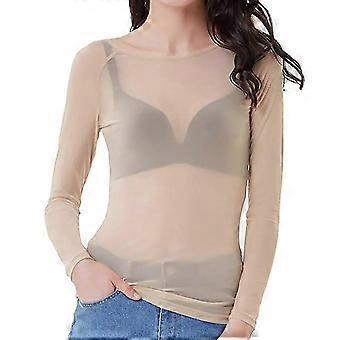 Mujer Transparente Manga Larga Sin Costura Moldeador de Brazo Top