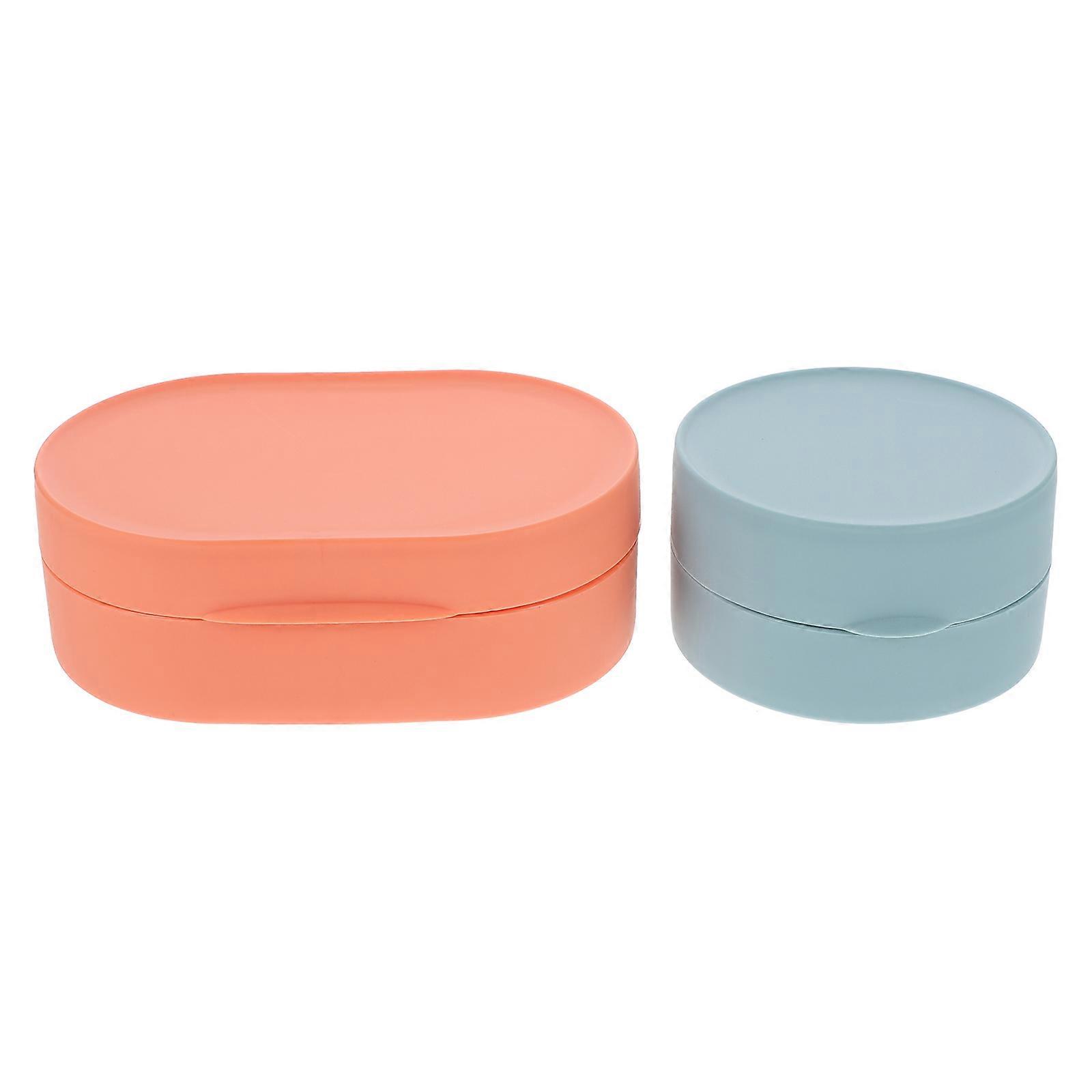 Soap Box Travel With Lid Soap Holders Assorted Color Water Drainage 2Pcs