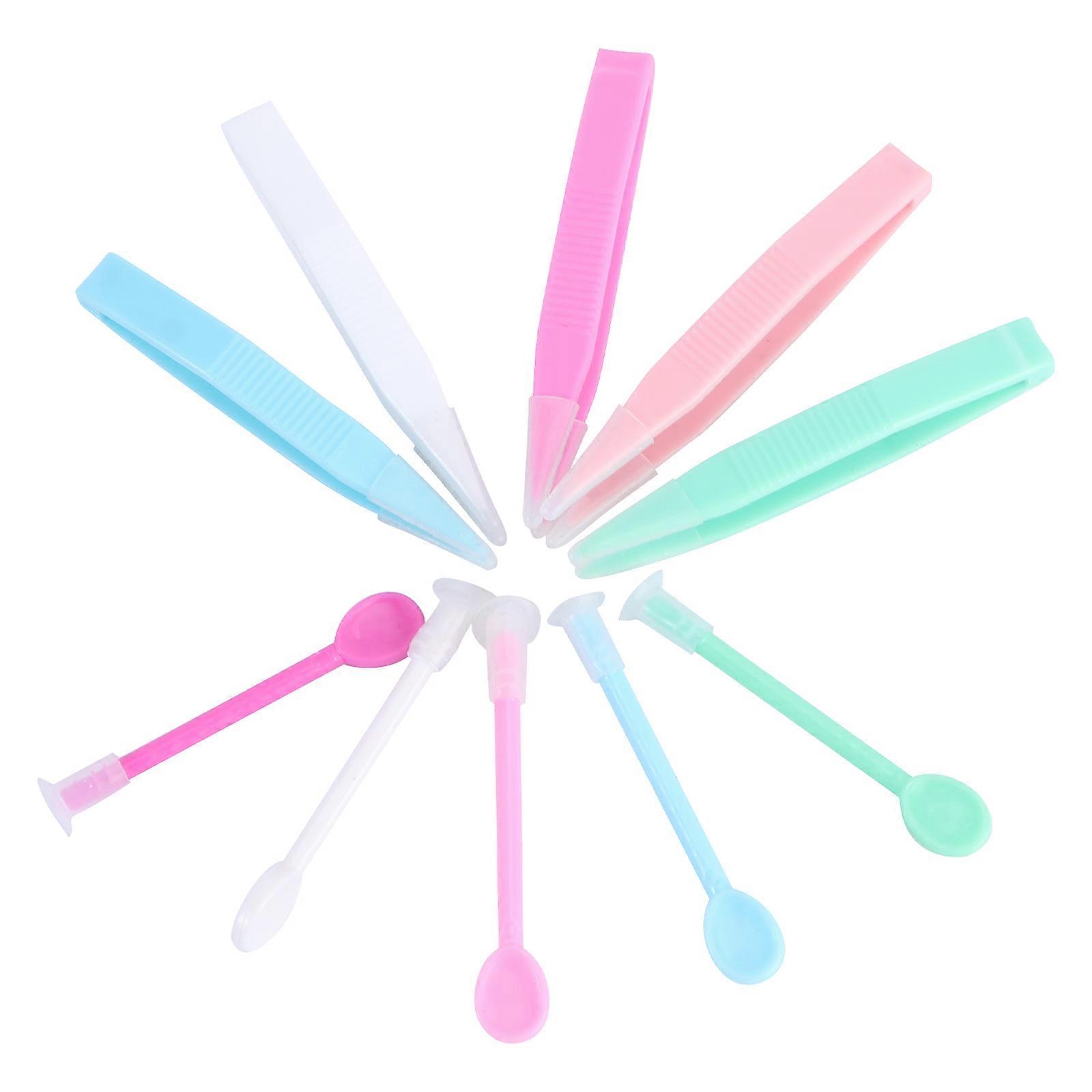 Lens Wearing Tool Tweezers and Suction Stick Lenses Inserter Remover for Users White 5Sets