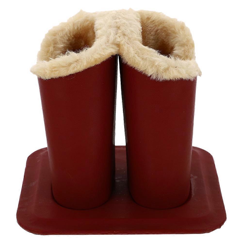 Eyeglass Case Stand Plush Storage Case Double-Compartment Glasses Holder For Living Room Leather 1Pcs