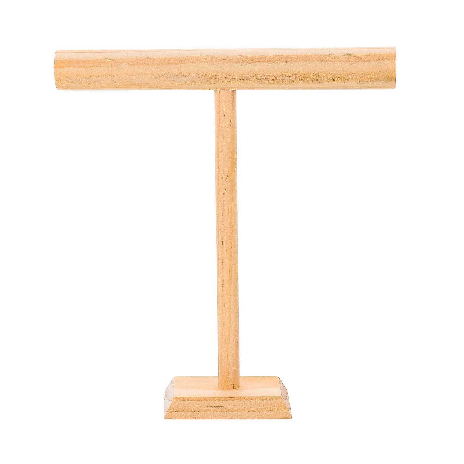 Présentoir Bijoux Support Collier En Bois Jaune Clair Conception Pratique Pour Une Utilisation Au Bureau 22X20X8CM 1Set