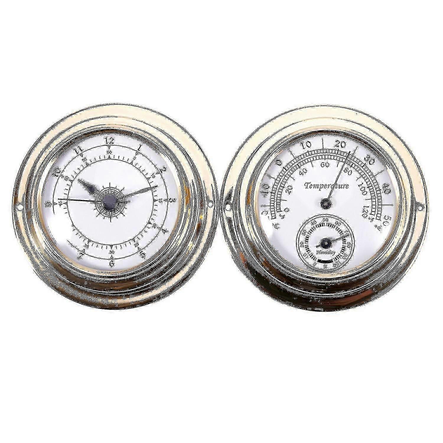 Termometer Hygrometer Barometer Klockor 2 Hela Set Väderstationsmätare