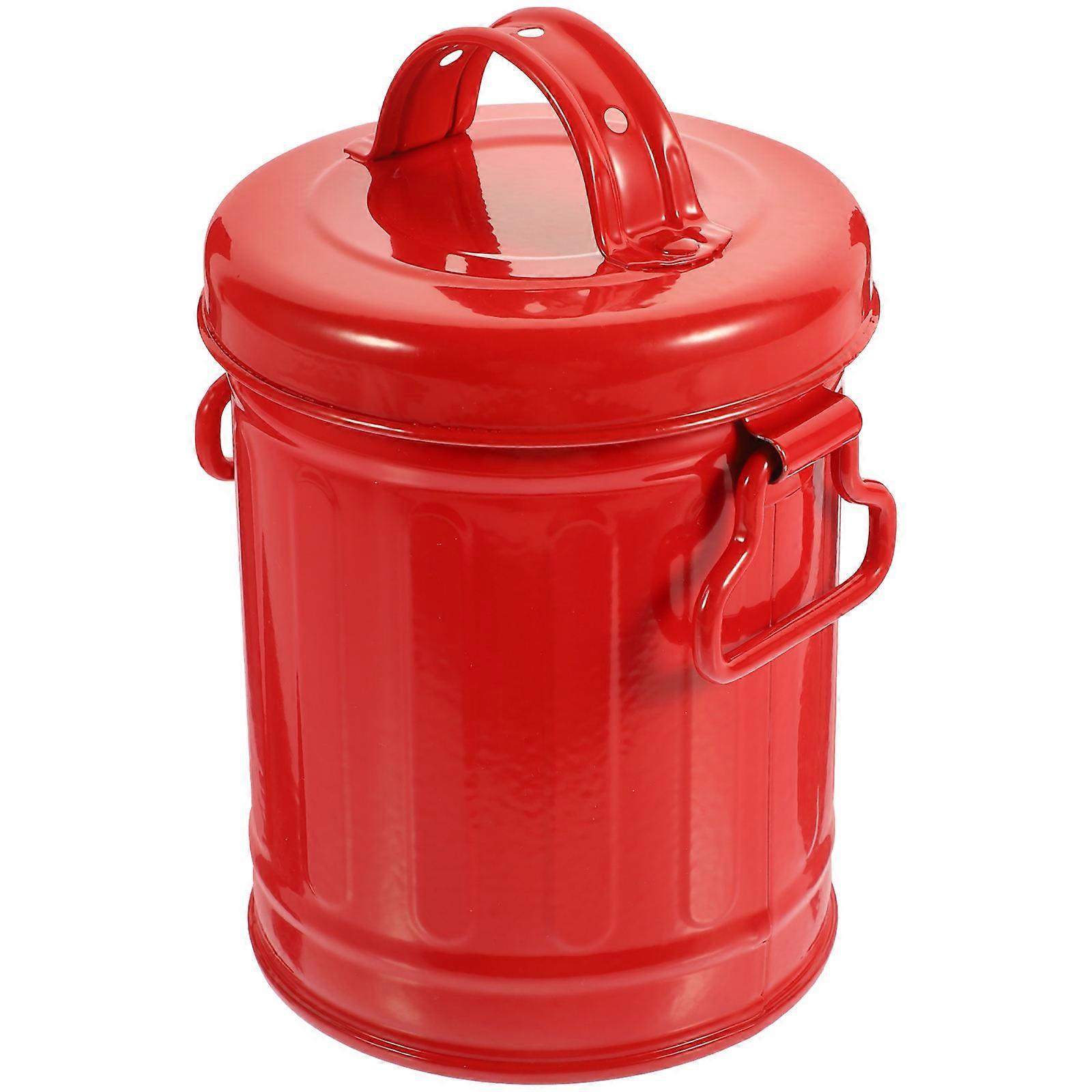 Compact Mini Desktop Trash Can with Lid, Iron Pen Holder & Makeup Brush Storage Bucket, Creative Space Saving Organizer for Desk, Office, Bedroom –