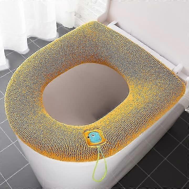 Plush Toilet Seat Cover, Thicker Soft Bathroom Seat Pad With Handle, Washable Stretchable Lid Cover For Toilets