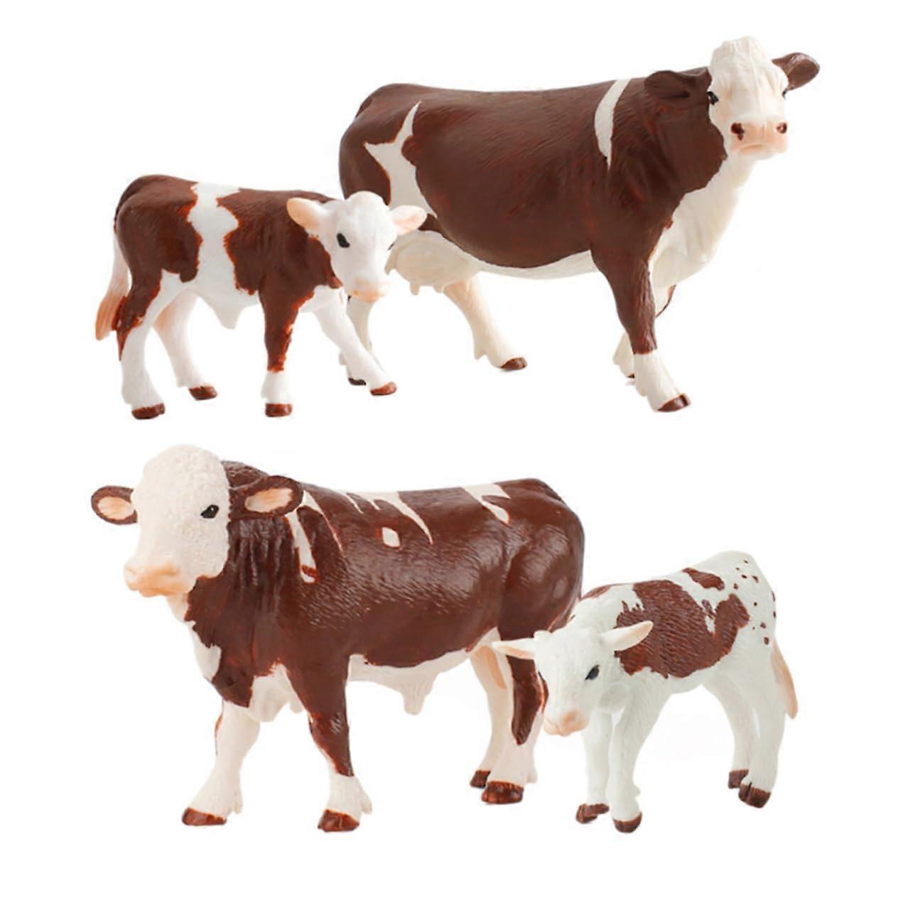 4piece Cow Model Simulation of Livestock for Educational Toys, Creativity Animals for Games and Learning Activities