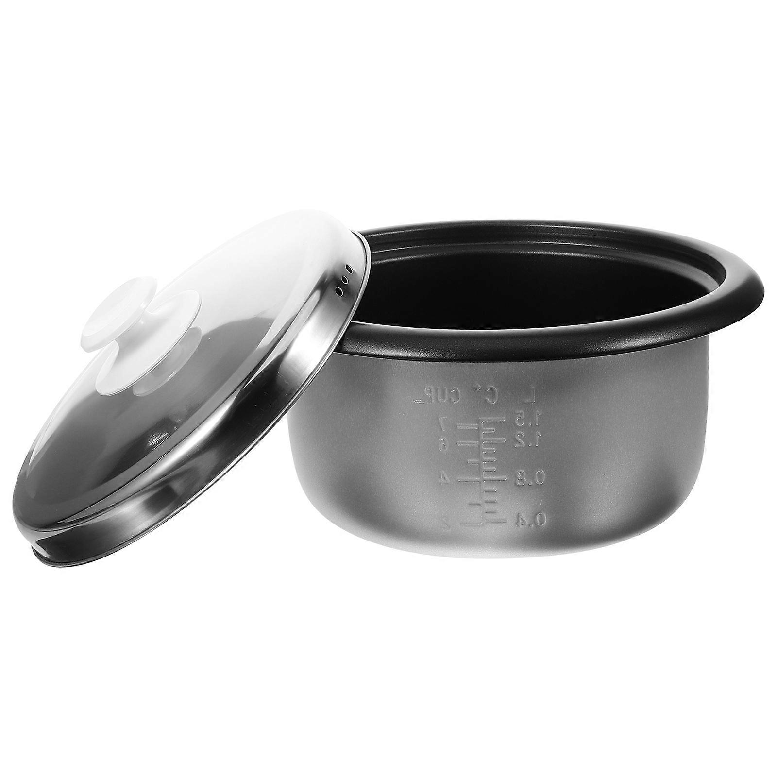 Non Stick Inner Pot with Lid for Rice Cooker Compact Replacement Liner with Measurement Scale for Home, Dormitory & Hotel Use