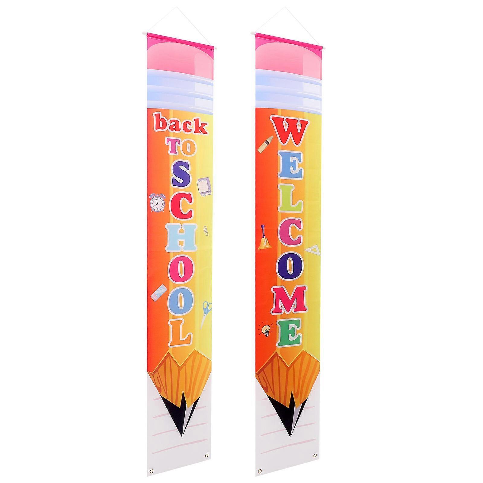 Classroom Decorations Secondary School Welcome Sign Banners Back To School Rectangular Polyester 180x30cm 1 Pair
