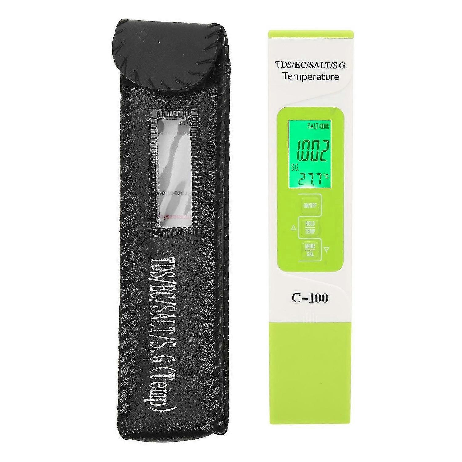 C100 Multifunctional Water Quality Test Pen 5 In 1 High Accuracy Temperature Salinity TDS EC SG Tester