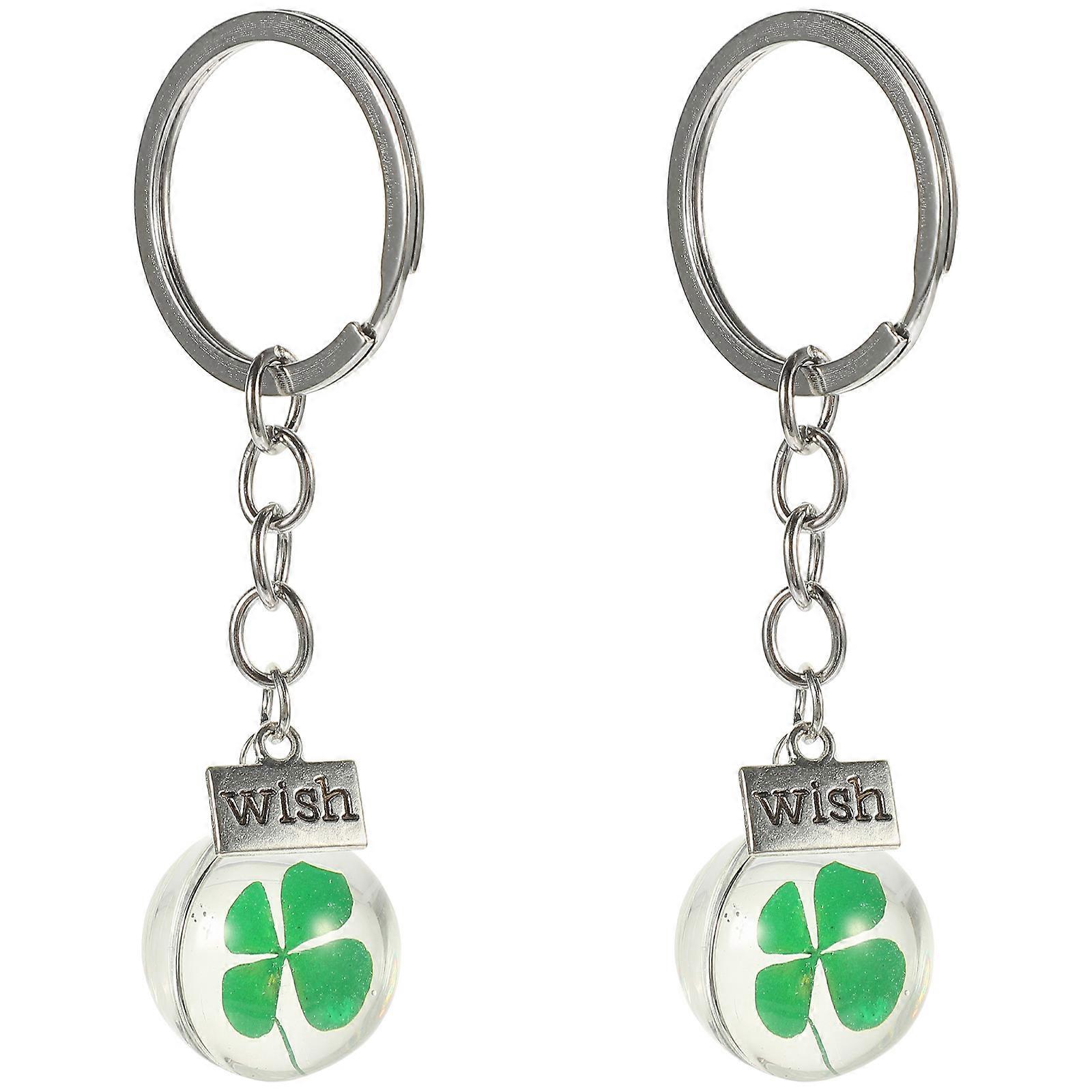 Cloverleaf Key Chain Ornament Multi-Colored 8.00X2.00X2.00cm St Patrick's Day Commemorative Item 2Pcs