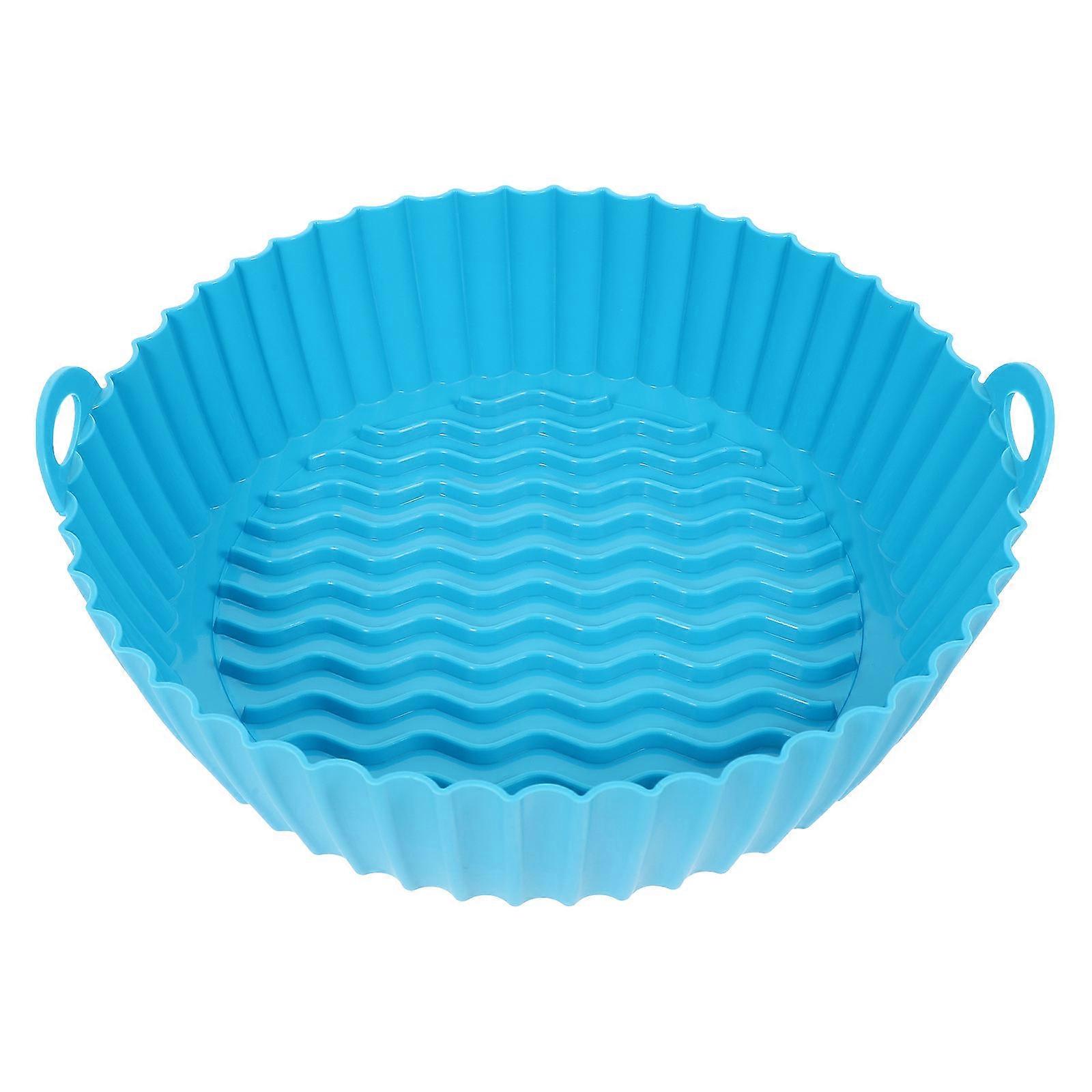 Washable Silicone Pot Air Fryer Heat Resistant Mat Blue Square Shape For Baking 1Pcs