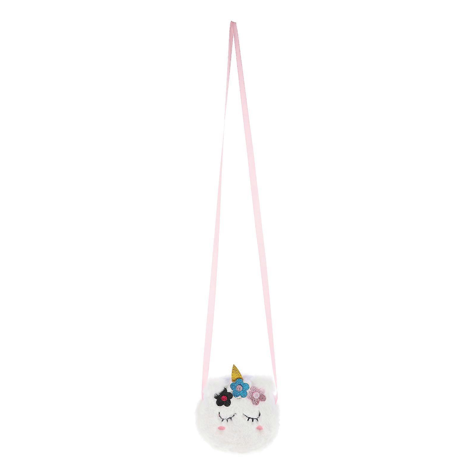 Kawaii Crossbody Bag Unicorn Shape Storage Bag Going Out for Gathering 15X14X2CM Plush Portable Bag 1Set