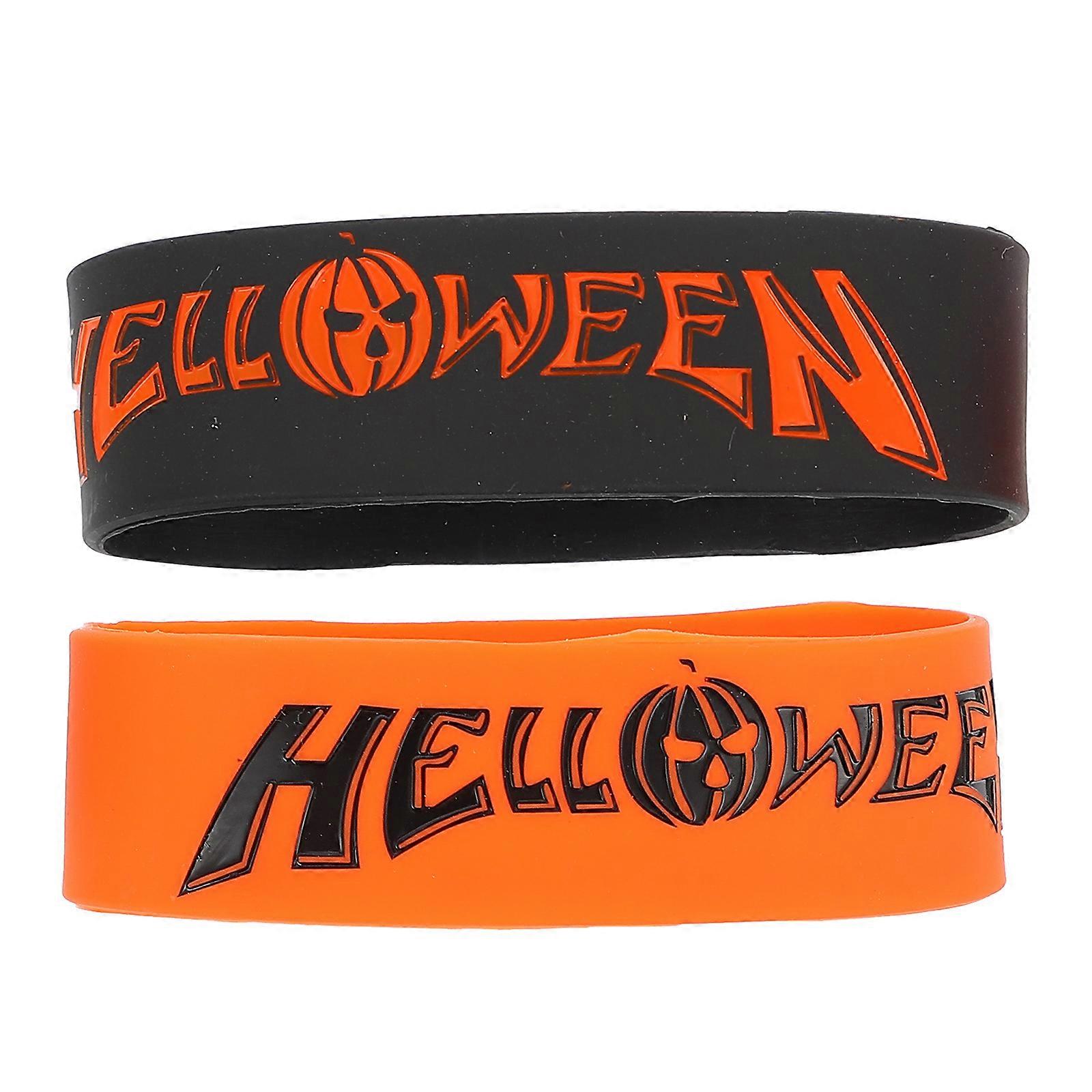 Halloween Bracelets 2Pcs Silicone Material Assorted Color Wristwear Alphabet Design For Girls Daily Use
