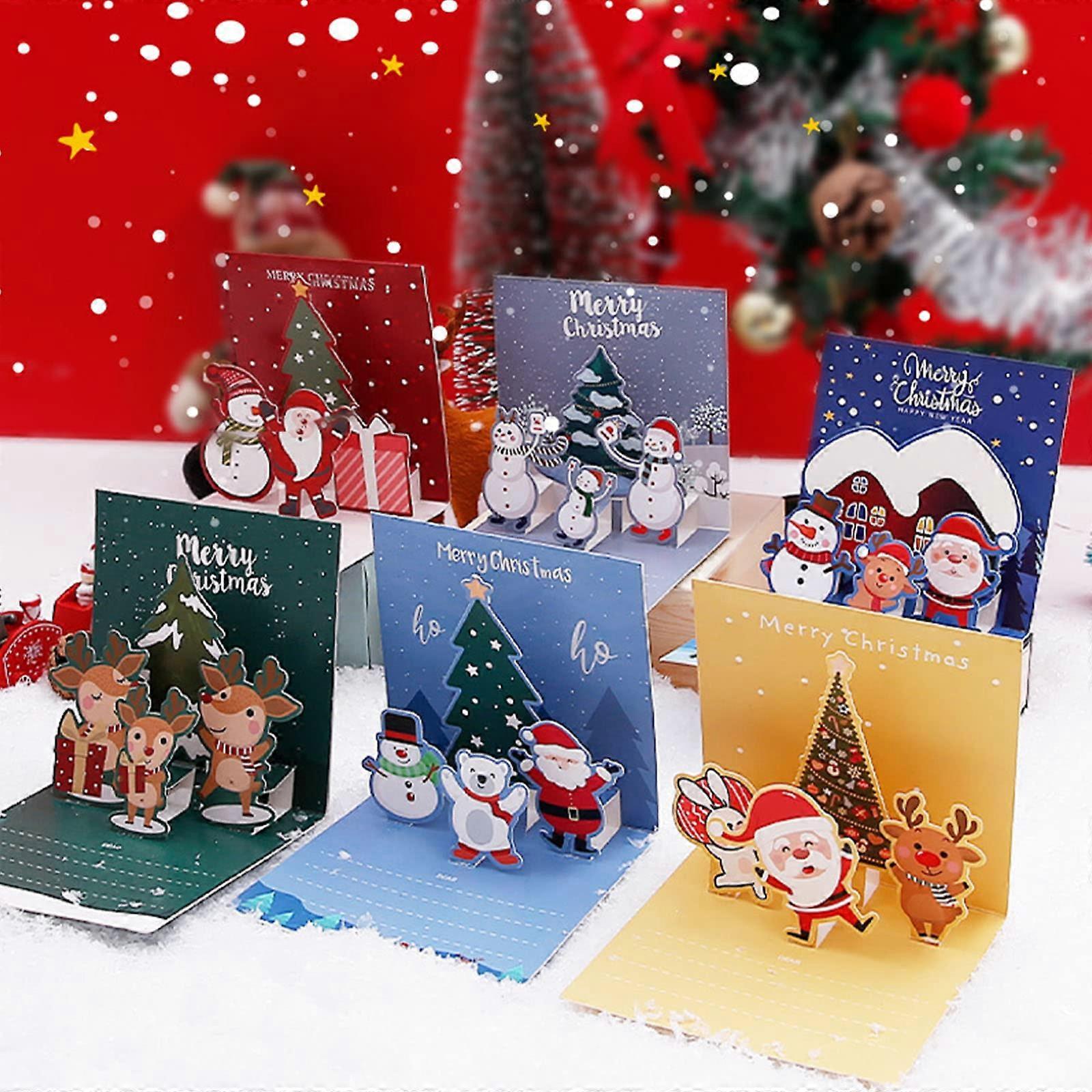 Merry Christmas Pop Up Card Handmade 3D PopUp Card Envelopes Included For Children Christmas Greeting Card