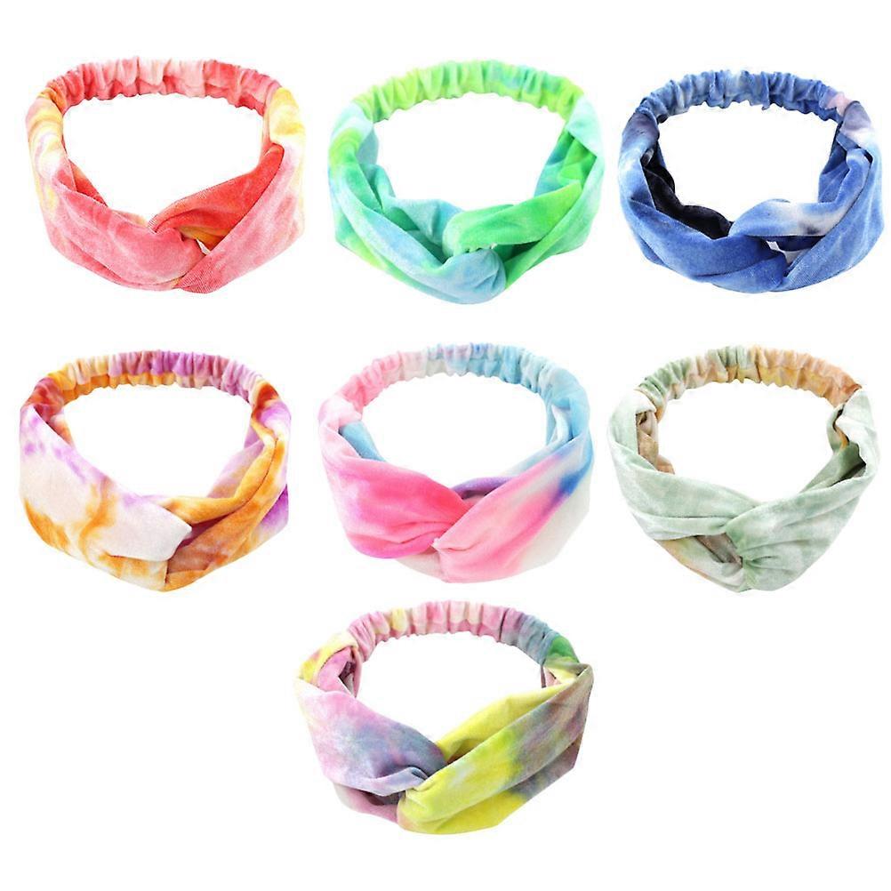 7 قطع ربطة رأس صبغ قابل للتمدد مجموعة عصابات شعر مرنة ناعمة للوازم حفلات الأطفال والاستخدام الرياضي