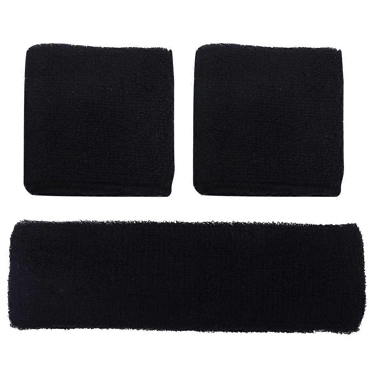 Sweatbands For Exercise Athletic Cotton Sweat Bands Black 3Pcs Sports Accessories
